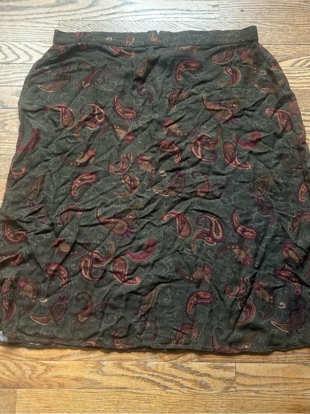 Paisley Print Dark Brown Midi Skirt